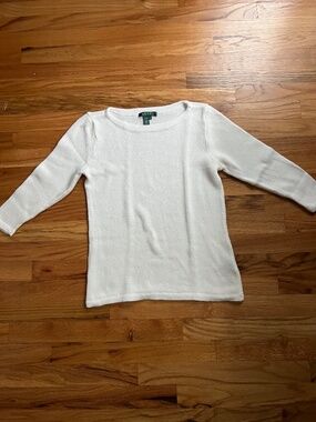 Vintage white Ralph Lauren 100% cotton knit pullover sweater,women’s S Hong Kong